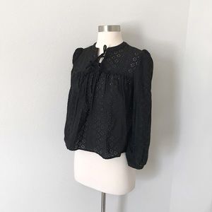 Madewell Black Eyelet Blouse